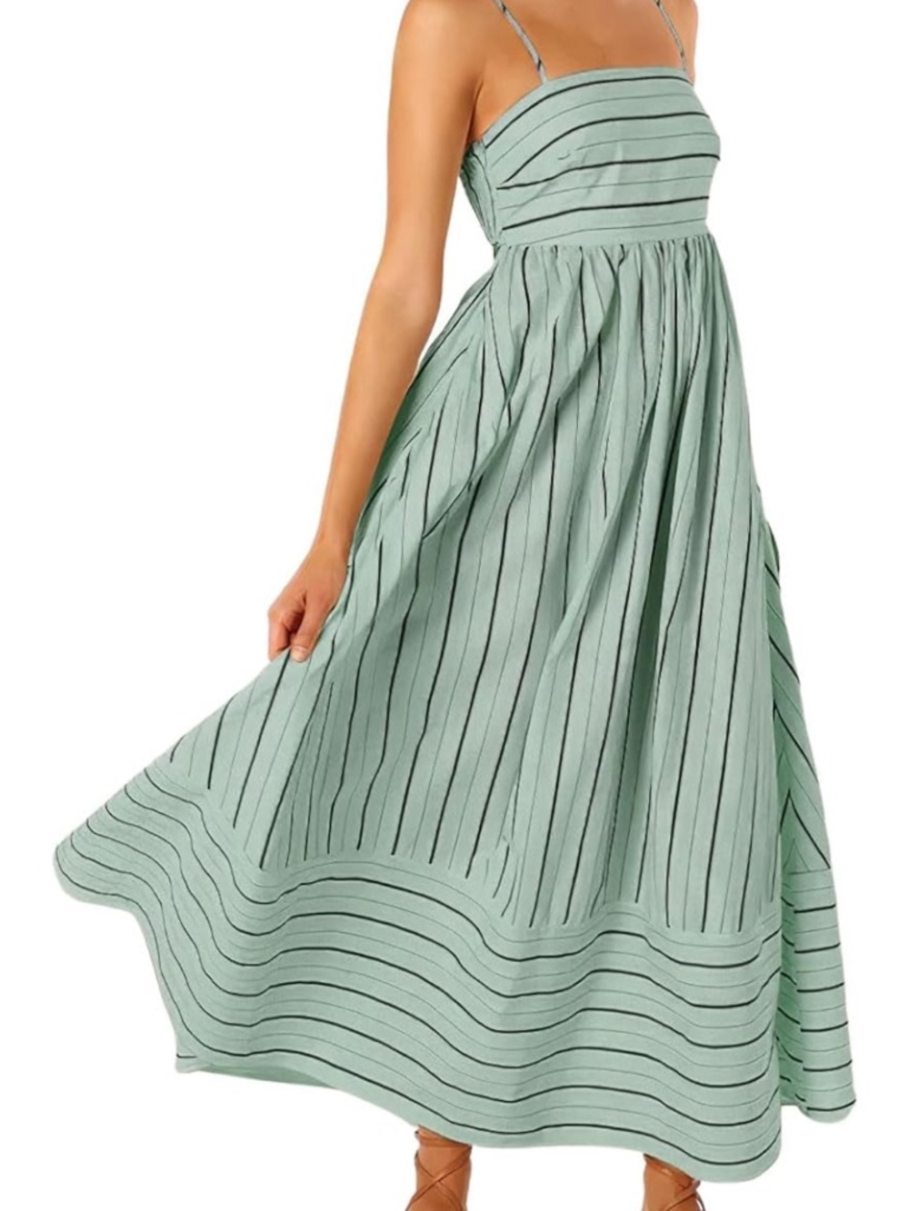Light Green Striped Maxi Dress - Casual Summer Style